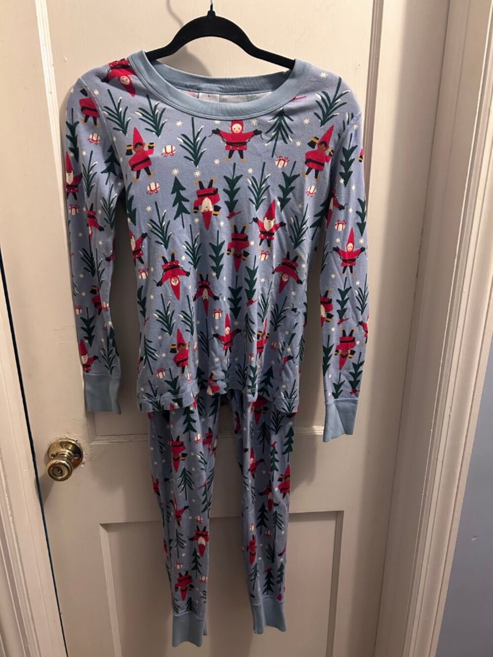 Hanna Andersson Holiday Harvest Pajama Set XS Blue Gnome Organic Cotton